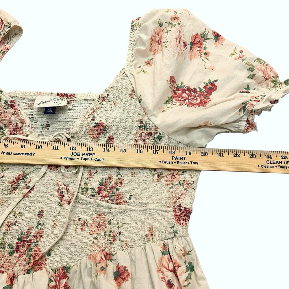 Universal Thread Smocked Midi Dress XXL Puff Sleeve Cottagecore Tradwife Floral - Picture 7 of 8